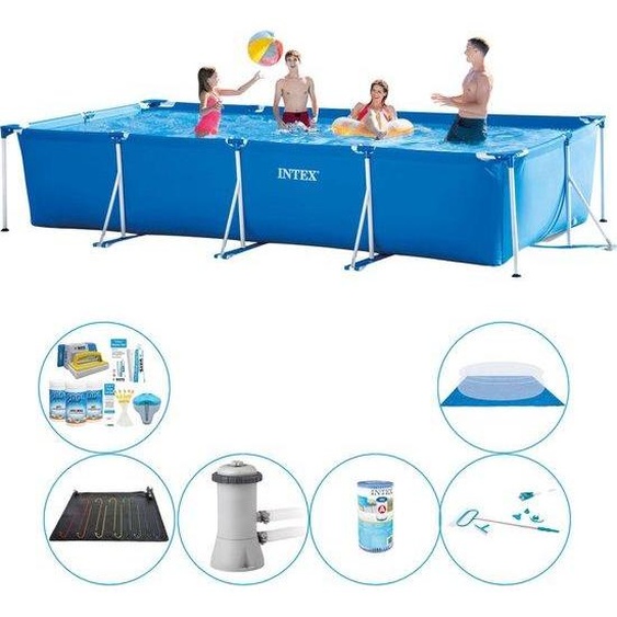 Piscine rectangulaire de 450 x 220 x 84 cm - Composée de 7 éléments - Ensemble de piscine en plastique