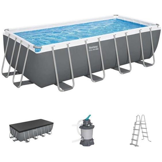 Piscine rectangulaire démontable Bestway Steel Pro Max 488 x 244 x 122 cm avec filtre à sable de 3 596 l/h, échelle et couverture