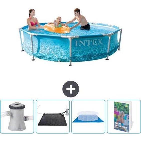 Piscine ronde - 305 x 76 cm - Pression hydraulique - La livraison comprend : une pompe de piscine, un tapis solaire, une bâche de protection et un manuel dutilisation