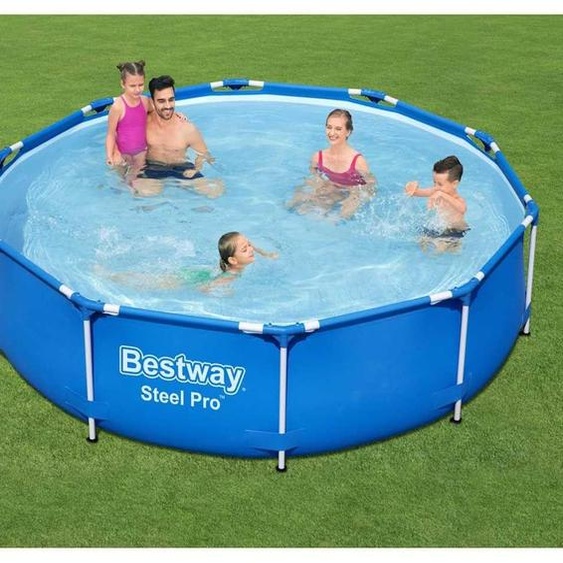 Piscine ronde, dimensions 305 x 76 cm, capacité de 4678 litres, structure en acier, piscine hors sol