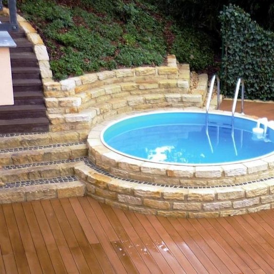 Piscine ronde IBIZA ALL INCLUSIVE SET 350 x 120 cm | Revêtement intérieur 0,6 mm bleu | EASY CHANGE Main courante bleue