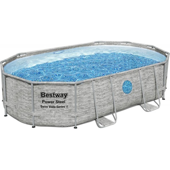 Piscine tubulaire BESTWAY ovale 4,88 x 3,05 x 1,07 m Power Steel Vista (Filtre à sable) - 56946