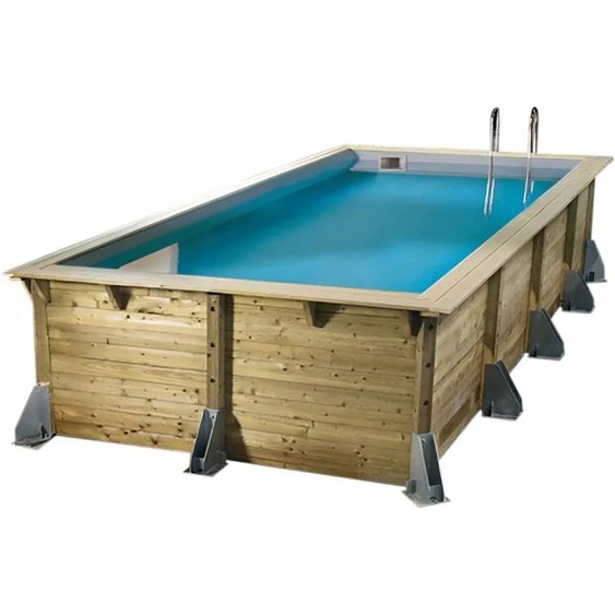 Piscine Ubbink bois Azura - 505 x 350 x H 126 cm (Filtre à sable) - Liner beige 75/100 ème