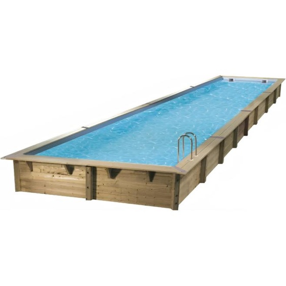 Piscine Ubbink bois Linéa - 1550 x 350 x H 155 cm (Filtre à sable) - Liner beige 85/100 ème