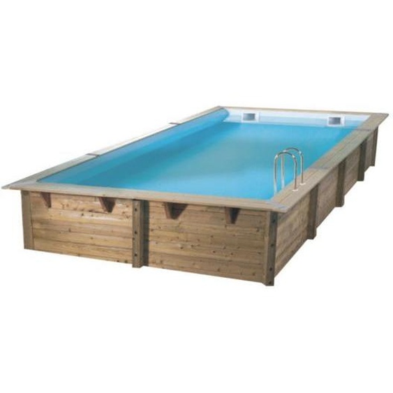 Piscine Ubbink bois Linéa - 650 x 350 x H 140 cm (Filtre à sable) - Liner beige 75/100 ème