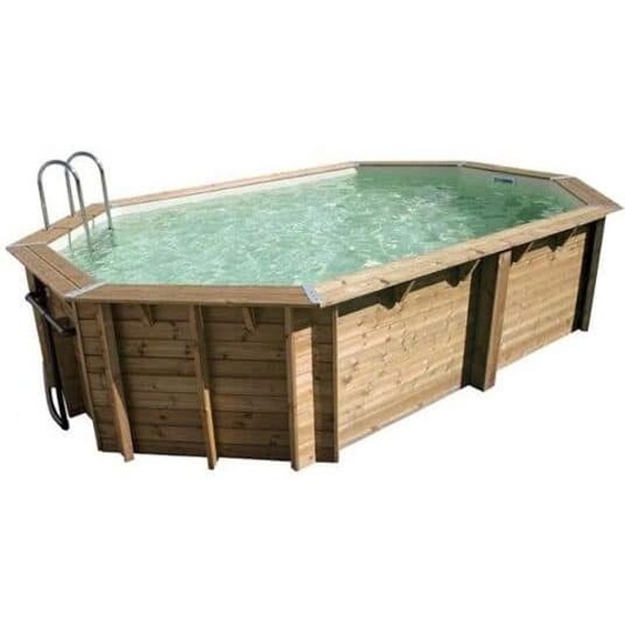Piscine Ubbink bois Océa - 355 x 550 x H 120 cm (Filtre à sable) - Liner beige 75/100 ème