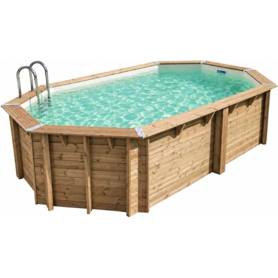 Piscine Ubbink bois Océa - 610 x 400 x H 130 cm (Filtre à sable) - Liner beige 75/100 ème