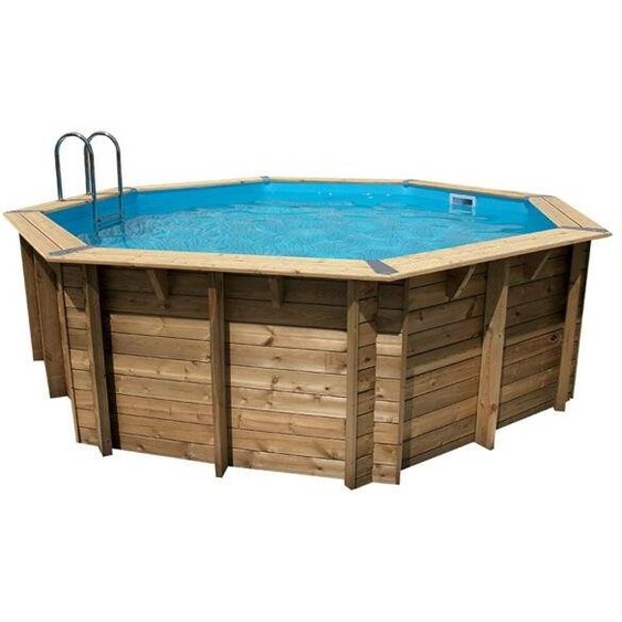 Piscine Ubbink bois Océa - Ø 580 x H 130 cm (Filtre à sable) - Liner beige 75/100 ème