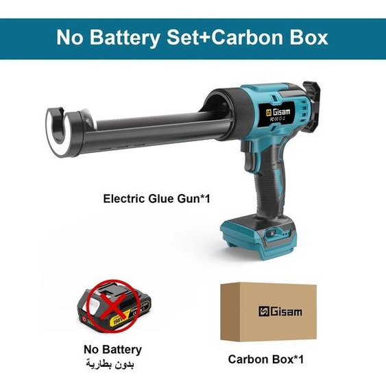Pistolet à cartouche électrique - Pistolet à silicone sans fil - 6 vitesses - Sans fil - Moteur à balais - Sans batterie - Bleu
