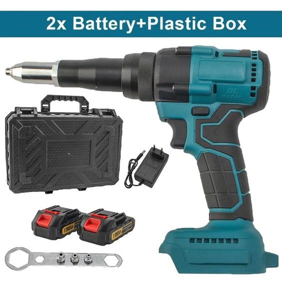 Pistolet à clous électrique - 720 W - Moteur sans balais - Clous de 2,4 à 4,8 mm - Fixation automatique - Compatible avec batterie 18 V - Coffret en plastique pour 2 batteries