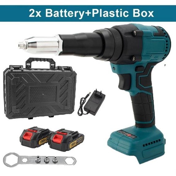 Pistolet à clous électrique - Outil à clous et à rivets sans balais, alimenté par batterie - Puissance de 720W - 18V sans fil - Fixation automatique des rivets - Livré avec une mallette en plastique