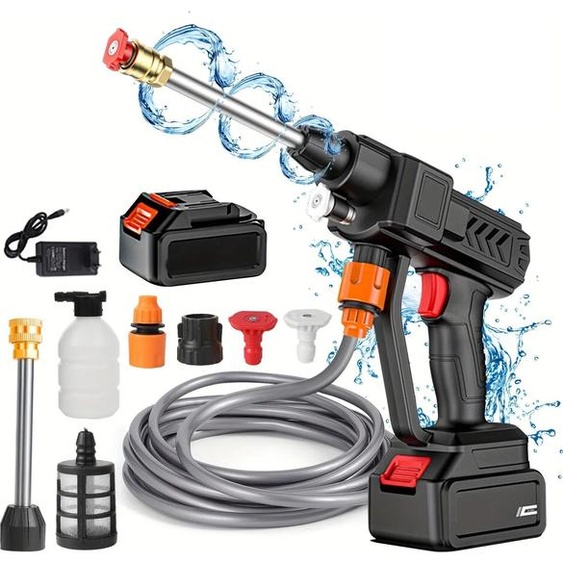 Pistolet de nettoyage haute pression sans fil pour le lavage de voiture, 700W 30 bar, 20000 mAh, compatible avec Makita 18V, 1 batterie incluse, incolore