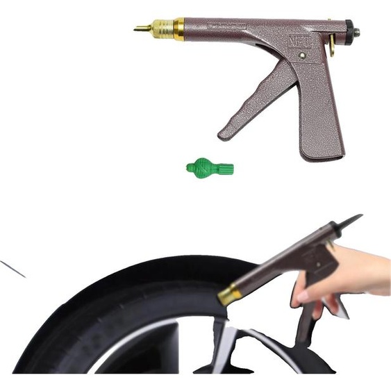 Pistolet de réparation de pneus, construction en fer, taille 23 x 15 cm, Compatible avec les véhicules sans chambre à air, Réparation efficace des crevaisons, Design convivial