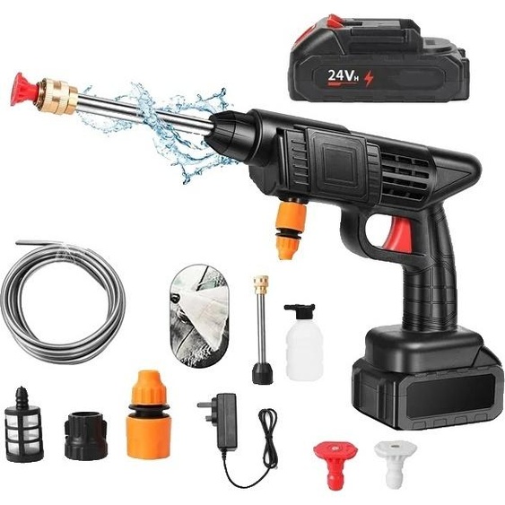 Pistolet lave-voiture haute pression, fonctionnement sans fil, générateur de mousse, avec 1 piles