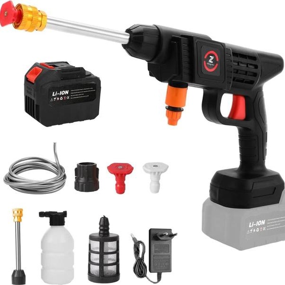 Pistolet nettoyeur haute pression sans fil Orange pour le lavage de voitures, 200 W, 50 bars, compatible avec les batteries Makita 18V