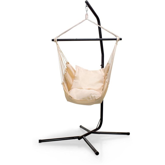PIUMA - Chaise suspendue complète avec support en acier oxydé chaise à bascule suspendue hamac vertical complet avec 2 coussins - Charge maximale 120kg