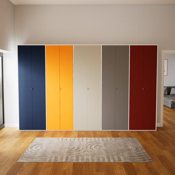Placard - Blanc, contemporain, rangements, avec porte Bleu - 375 x 233 x 47 cm, modulable