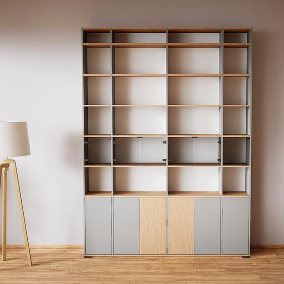 Placard - Blanc, contemporain, rangements, avec porte Verre clair transparent - 228 x 292 x 34 cm, modulable