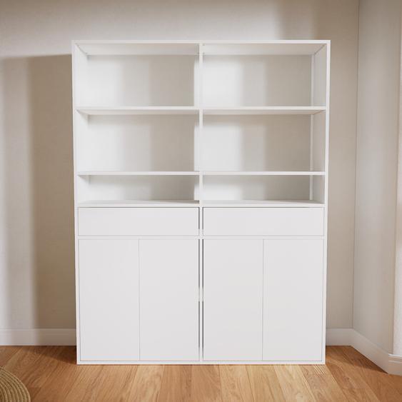 Placard - Blanc, moderne, rangements, avec porte Blanc et tiroir Blanc - 151 x 195 x 34 cm