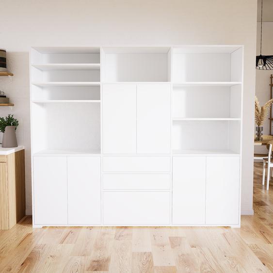 Placard - Blanc, moderne, rangements, avec porte Blanc et tiroir Blanc - 226 x 196 x 47 cm