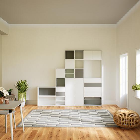 Placard - Blanc, moderne, rangements, avec porte Blanc et tiroir Blanc - 267 x 233 x 34 cm