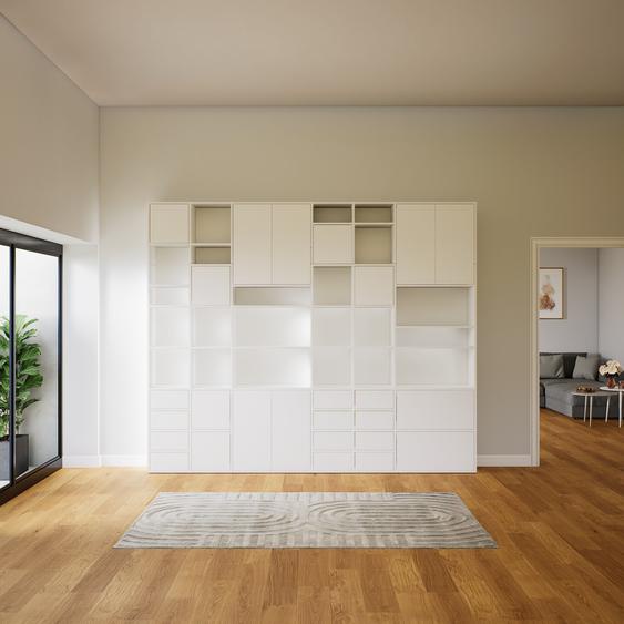 Placard - Blanc, moderne, rangements, avec porte Blanc et tiroir Blanc - 305 x 252 x 34 cm