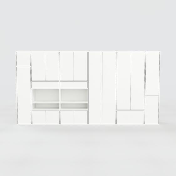 Placard - Blanc, moderne, rangements, avec porte Blanc et tiroir Blanc - 377 x 195 x 47 cm