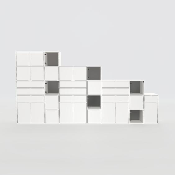 Placard - Blanc, moderne, rangements, avec porte Blanc et tiroir Blanc - 380 x 195 x 47 cm