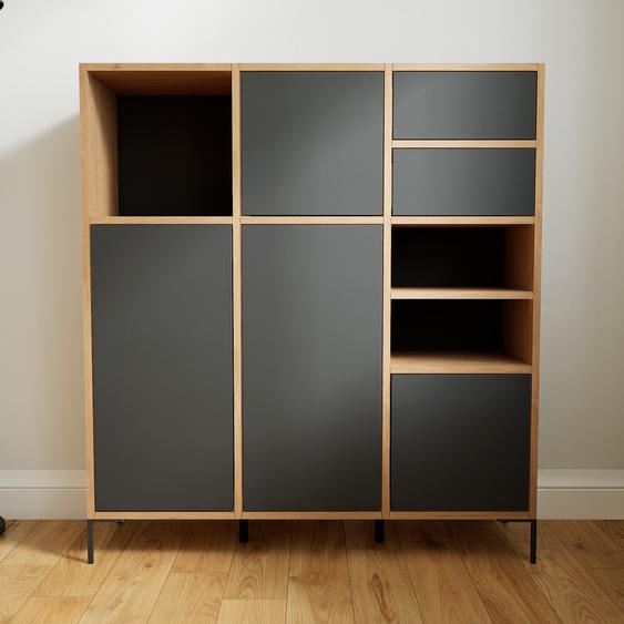 Placard - Graphite, moderne, rangements, avec porte Graphite et tiroir Graphite - 118 x 129 x 34 cm