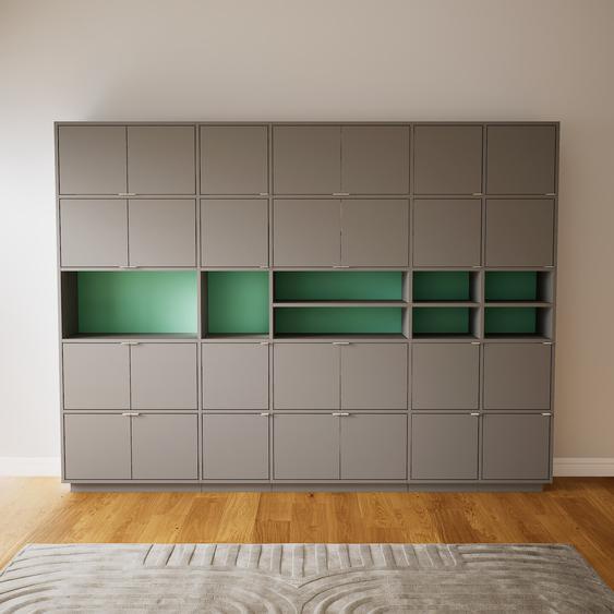 Placard - Gris, contemporain, rangements, avec porte Gris - 267 x 200 x 34 cm, modulable