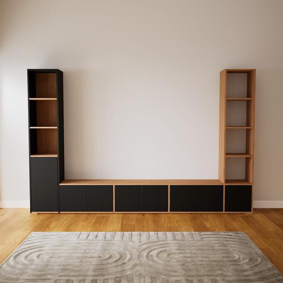 Placard - Noir, contemporain, rangements, avec porte Noir - 303 x 196 x 34 cm, modulable