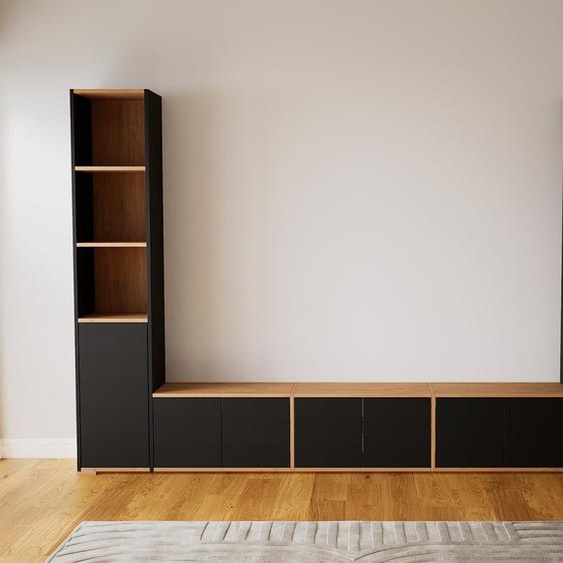 Placard - Noir, contemporain, rangements, avec porte Noir - 303 x 196 x 34 cm, modulable