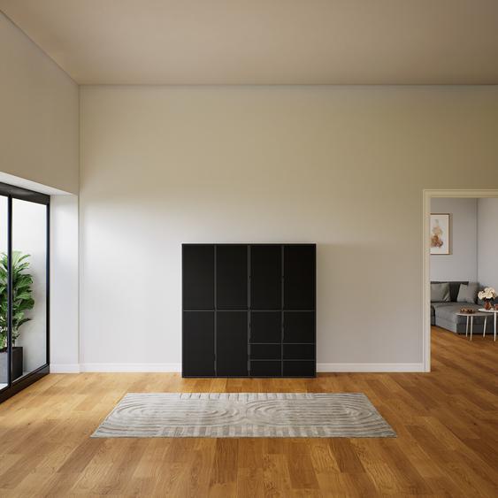 Placard - Noir, moderne, rangements, avec porte Noir et tiroir Noir - 156 x 156 x 34 cm