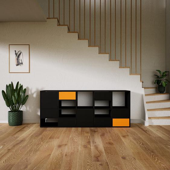 Placard - Noir, moderne, rangements, avec porte Noir et tiroir Noir - 195 x 79 x 47 cm