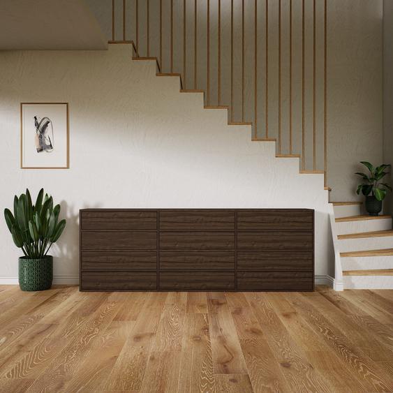 Placard - Effet noyer, contemporain, rangements, avec tiroir Effet noyer - 226 x 79 x 34 cm, modulable