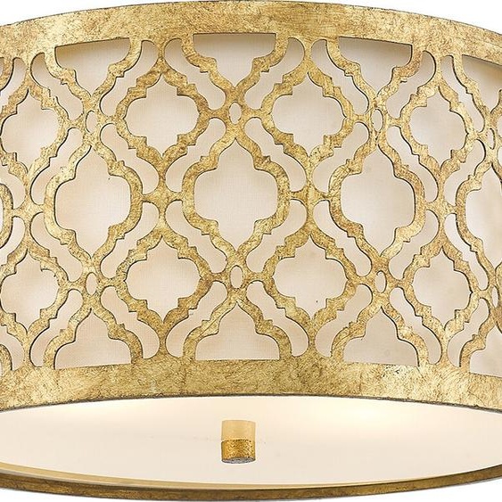 Plafond moderne avec abat-jour ajouré rond 40,6 cm 2xE27 60W or vieilli Arabella Doré Nola