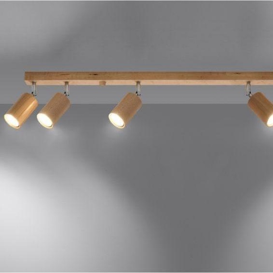 Plafonnier Bois Orientable pour 6 Ampoules GU10