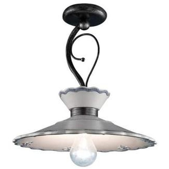 Plafonnier classique Ravenna Metal Black Ceramic White Shaded Arg. 44Cm 1 Lumière E27
