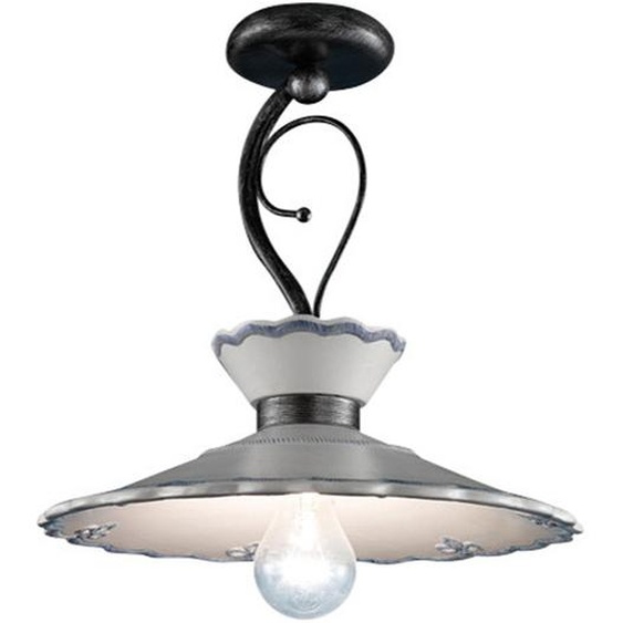 Plafonnier classique Ravenna Metal Black Ceramic White Shaded Arg. 44Cm 1 Lumière E27