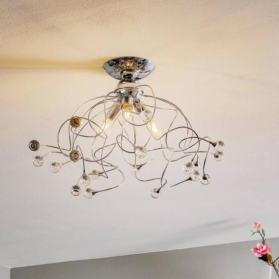 Plafonnier en cristal Trilly ONLI, dimmable, argenté, Salon / Salle à manger, Métal, Moderne, Plafonnier