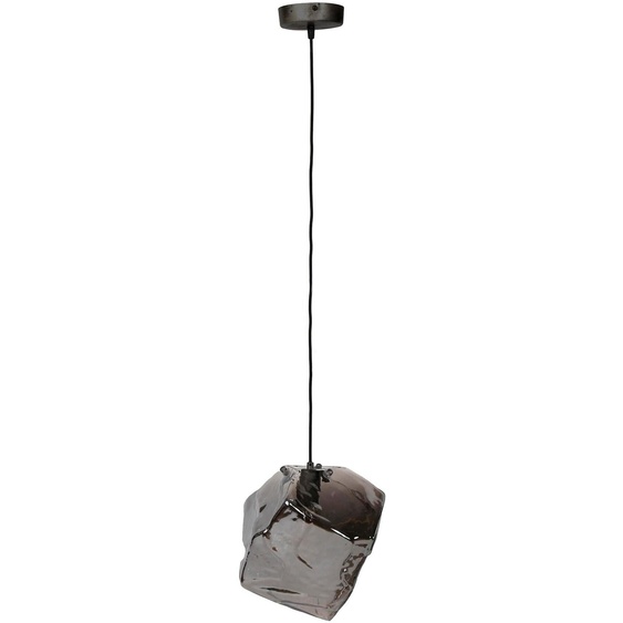 Plafonnier FURNLUX Rock noir et argent 28 cm / Couleur principale : argent / Dimensions : 28 x 150 x 28 cm