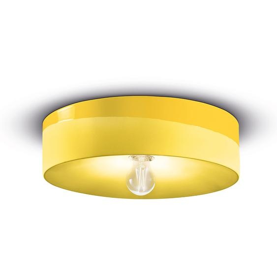 Plafonnier Grand Vintage Decò Pi Céramique Jaune Citron 1 Lumière E27