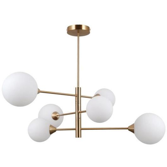 Plafonnier - Italux - Evora - Moderne - 6 bras - G9 - Acier et verre - Jaune