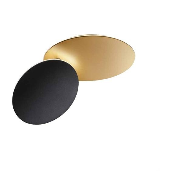 Plafonnier LED DRUM en métal Noir Doré mat 43W Perenz