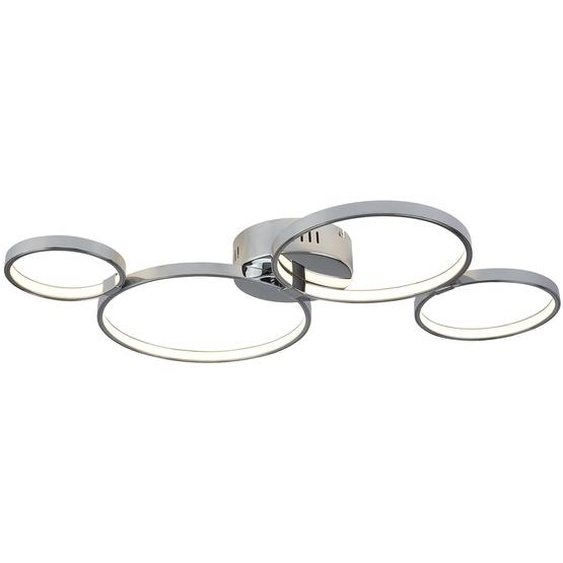 plafonnier LED moderne Solexa 4 anneaux chrome 30W dimmable blanc chaud