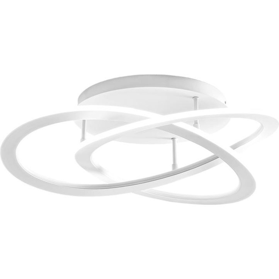 Plafonnier LED moderne Yara 30W dimmable lumière chaude 3000K, design anneau en aluminium blanc 50x17cm, 1300lm, LED intégrée IP20