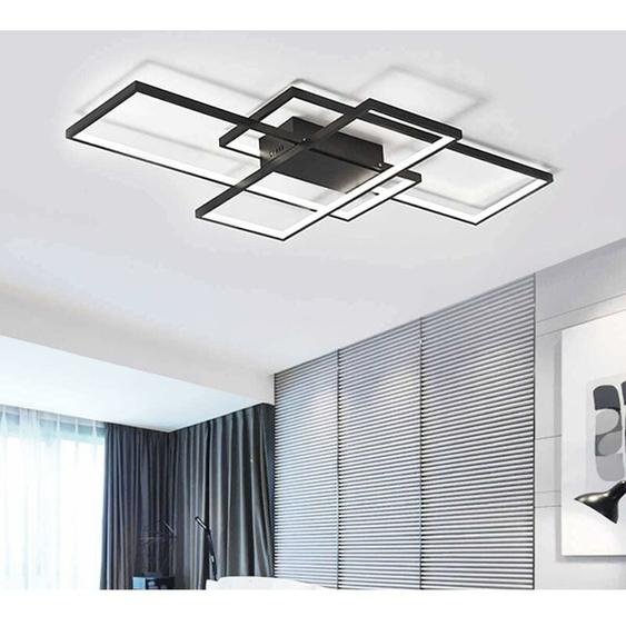 Ganeed - Plafonnier led, Plafonnier Moderne 75W, Éclairage de Plafond Lustre led Noir Acrylique Aluminium 3 Carrés, Lampe de Plafond Encastré pour