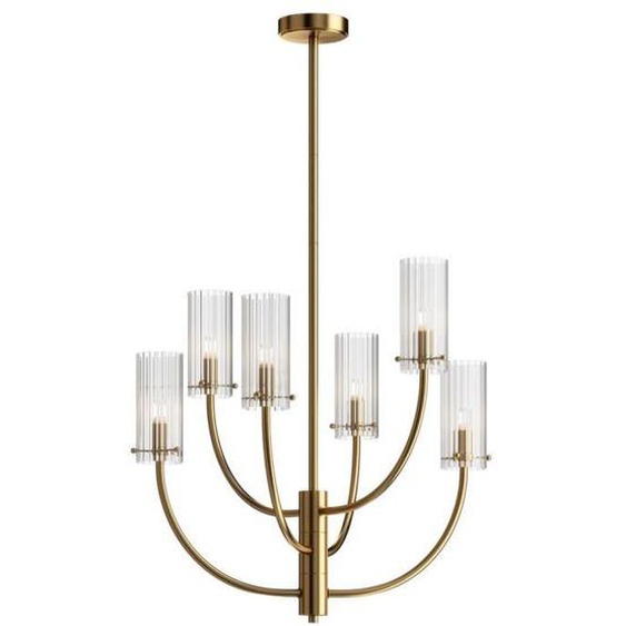 Plafonnier - Maytoni - Arco - Néoclassique - Laiton - Abat-Jour en Verre - 6 Ampoules G9
