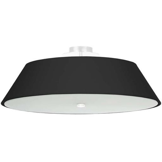 Plafonnier, noir, blanc, tissu, verre, acier, L 60 cm