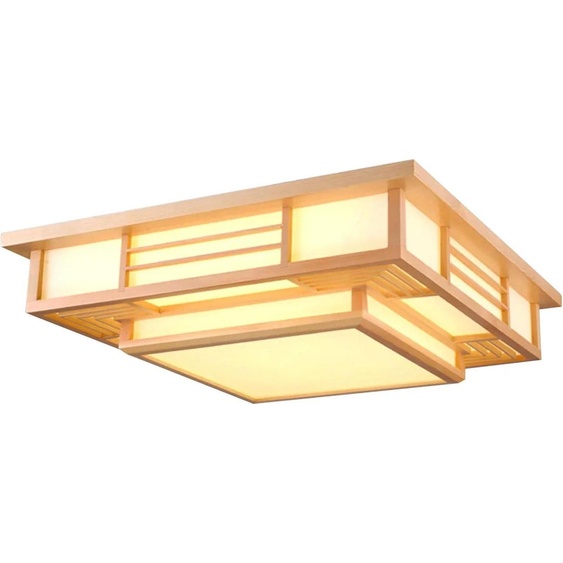Plafonnier - Plafonnier - Style japonais - Bois - Intensité variable - Changement de couleur - Sans ampoule - 5-10 m² - Jaune